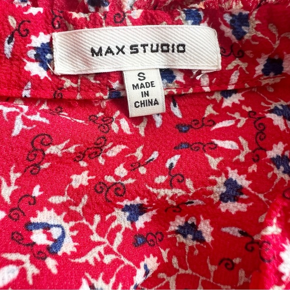 Max Studio Ruffle Collar Boho Floral Print Tiered Maxi Dress - Picture 6 of 7